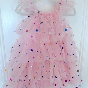 Lola and the boys feather rainbow stars tulle dress- size 4! Worn once!